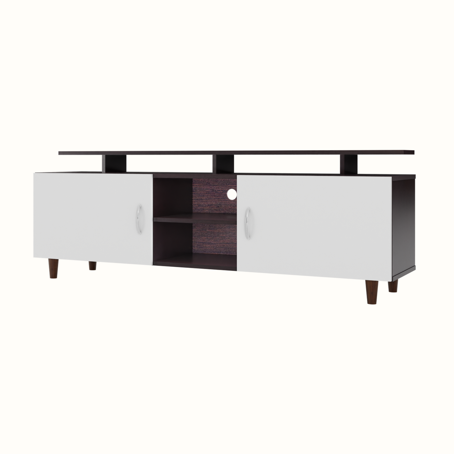 TV unit | 2 Doors, Open Shelves & Extension | Dual Color TV & Entertainment Unit VIKI FURNITURE