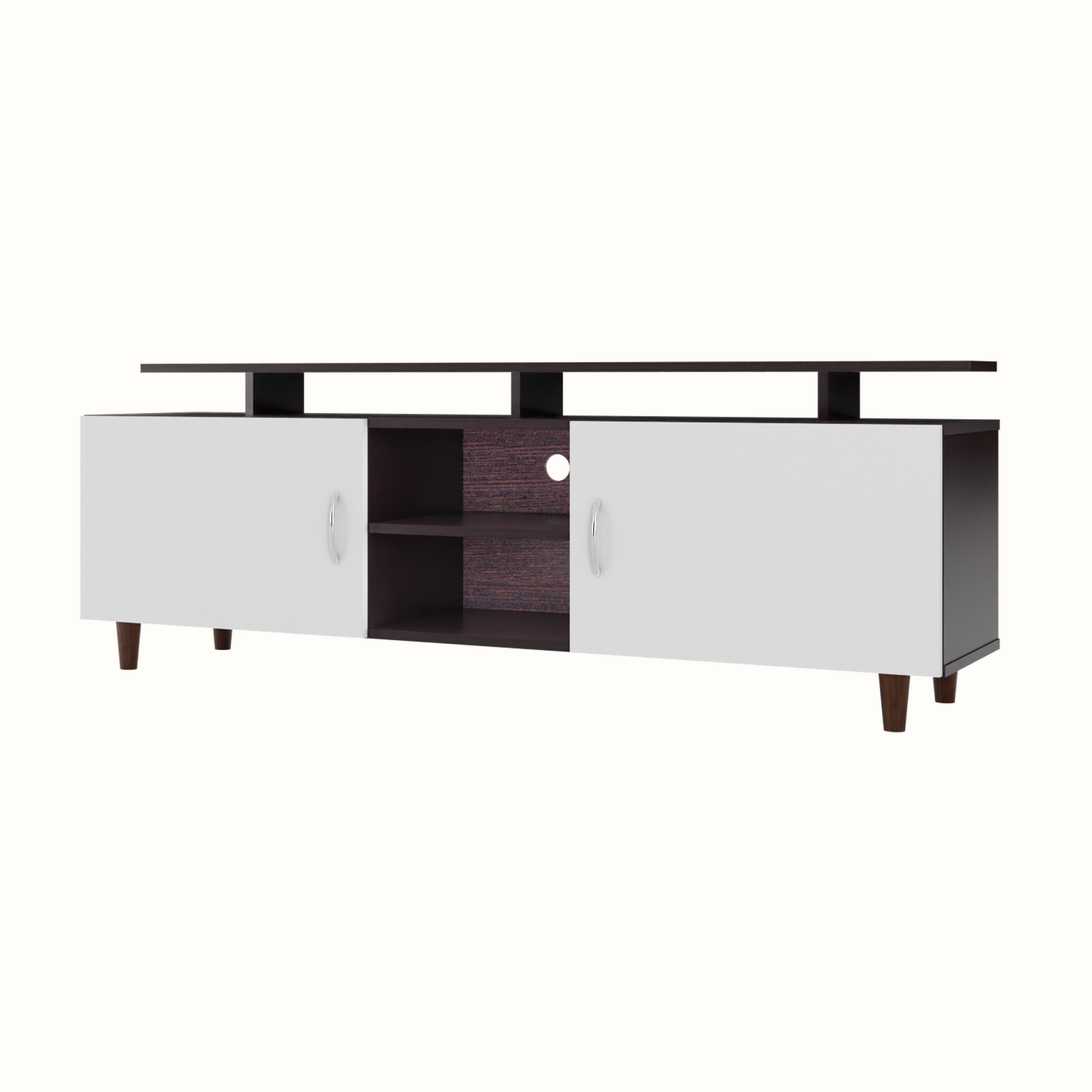 TV unit | 2 Doors, Open Shelves & Extension | Dual Color TV & Entertainment Unit VIKI FURNITURE