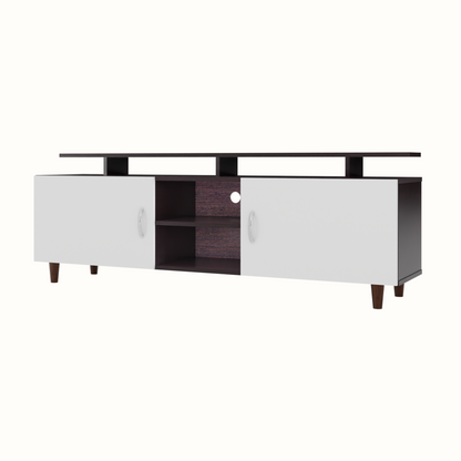 TV unit | 2 Doors, Open Shelves & Extension | Dual Color TV & Entertainment Unit VIKI FURNITURE