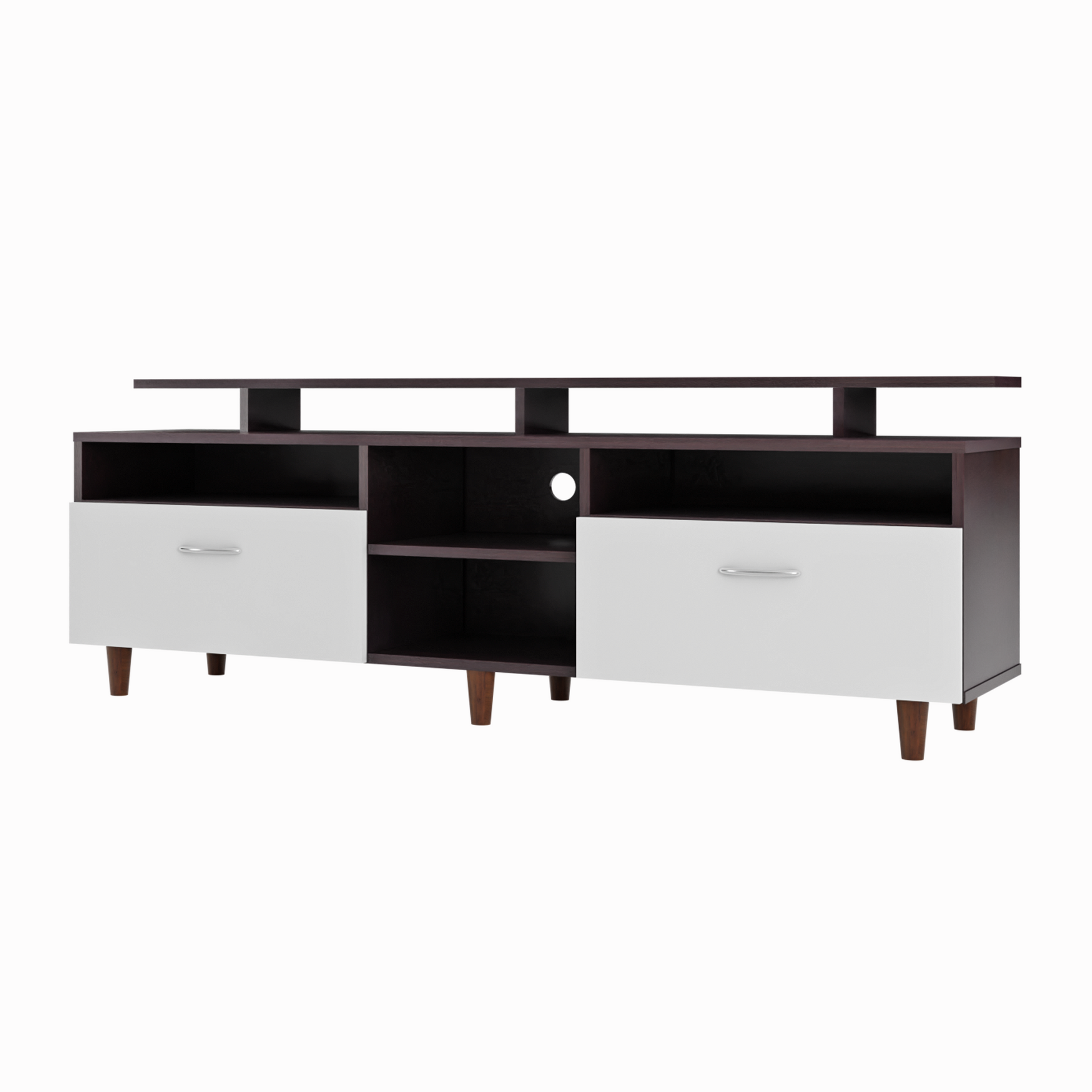 TV Unit | 2 Drawers, Open Shelves & Extension | Dual Color TV & Entertainment Unit VIKI FURNITURE