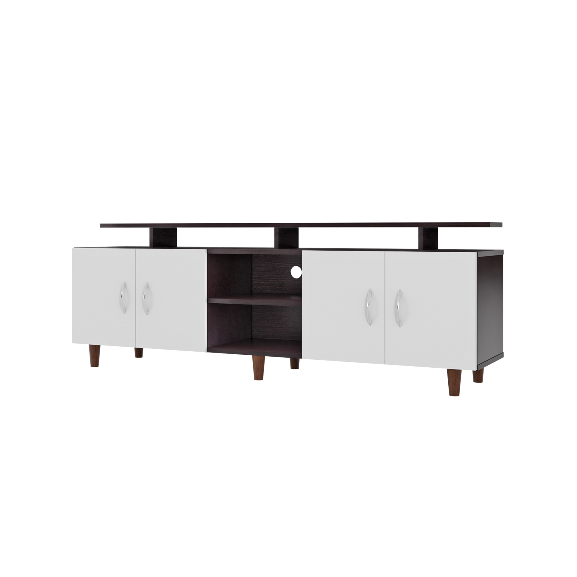 TV unit | 4 Doors, Open Shelves & Extension | Dual Color TV & Entertainment Unit VIKI FURNITURE