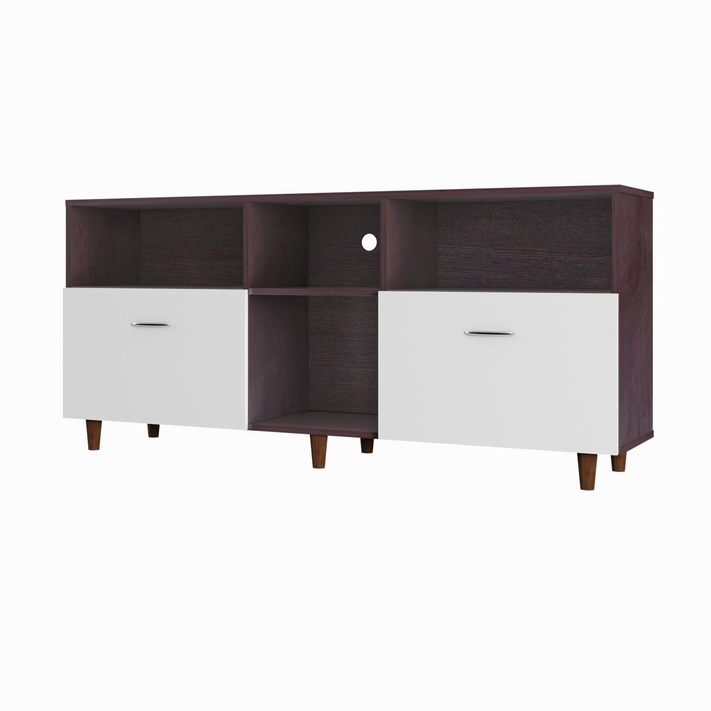 TV unit | 2 Drawers, Shelf & Open Shelves | Dual Color TV & Entertainment Unit VIKI FURNITURE