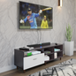TV Unit | 1 Drawer, Shelf, Open Shelves & | Dual Color TV & Entertainment Unit VIKI FURNITURE Dark Wenge with Frosty White