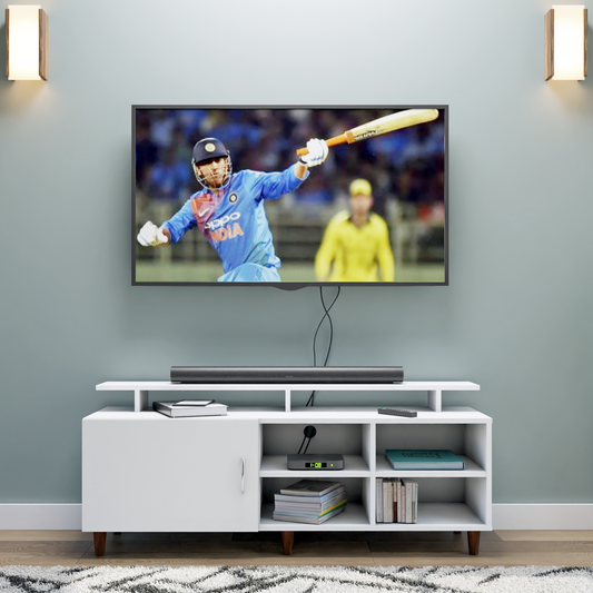 TV Unit | 1 Door, Open Shelves & Extension | Single Color TV & Entertainment Unit VIKI FURNITURE