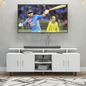 TV unit | 4 Doors, Open Shelves & Extension | Single Color TV & Entertainment Unit VIKI FURNITURE Frosty White