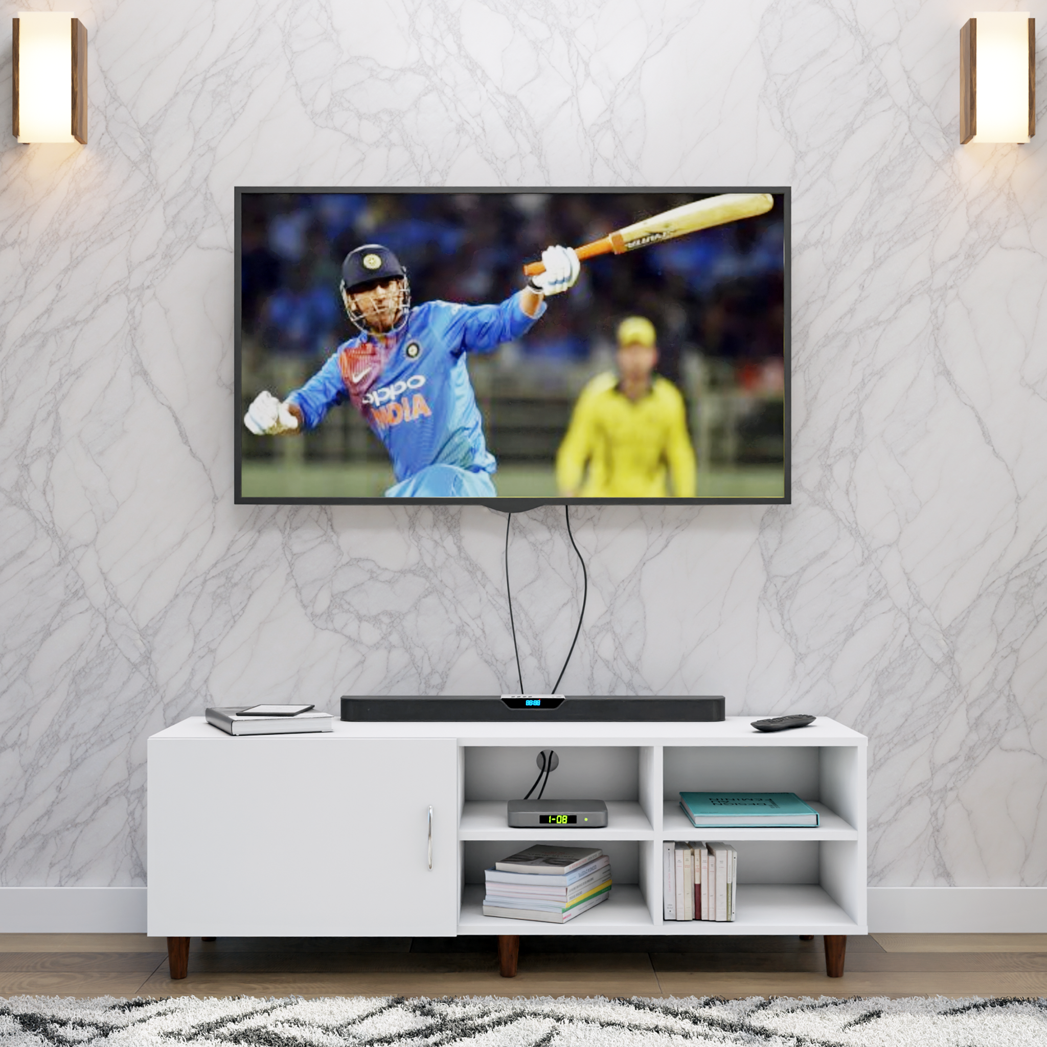 TV Unit | 1 Door, Open Shelves | Single Color TV & Entertainment Unit VIKI FURNITURE