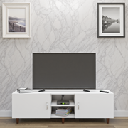 TV Unit | 2 Doors, Open Shelves | Single Color TV & Entertainment Unit VIKI FURNITURE