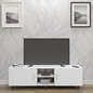 TV Unit | 2 Doors, Open Shelves | Single Color TV & Entertainment Unit VIKI FURNITURE Frosty White