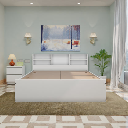 VIKI | Head Shelf Engineered Wood Bed with Storage, Bedroom Bed Bedroom Furniture Sets VIKI FURNITURE