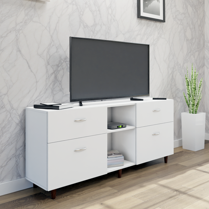 TV unit | 4 Drawers, Open Shelves | Single Color TV & Entertainment Unit VIKI FURNITURE
