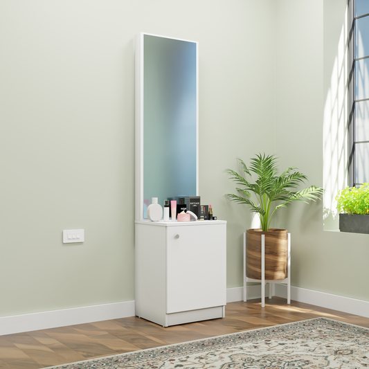 Dressing Table with Mirror Door | Shelves Dressing Table VIKI FURNITURE Frosty White