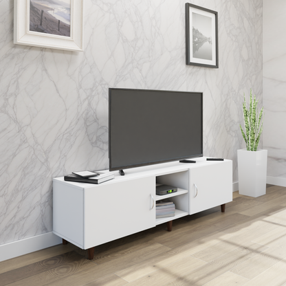 TV Unit | 2 Doors, Open Shelves | Single Color TV & Entertainment Unit VIKI FURNITURE
