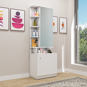 Dressing Table with Mirror Door | Drawer & Open Shelves Dressing Table VIKI FURNITURE White