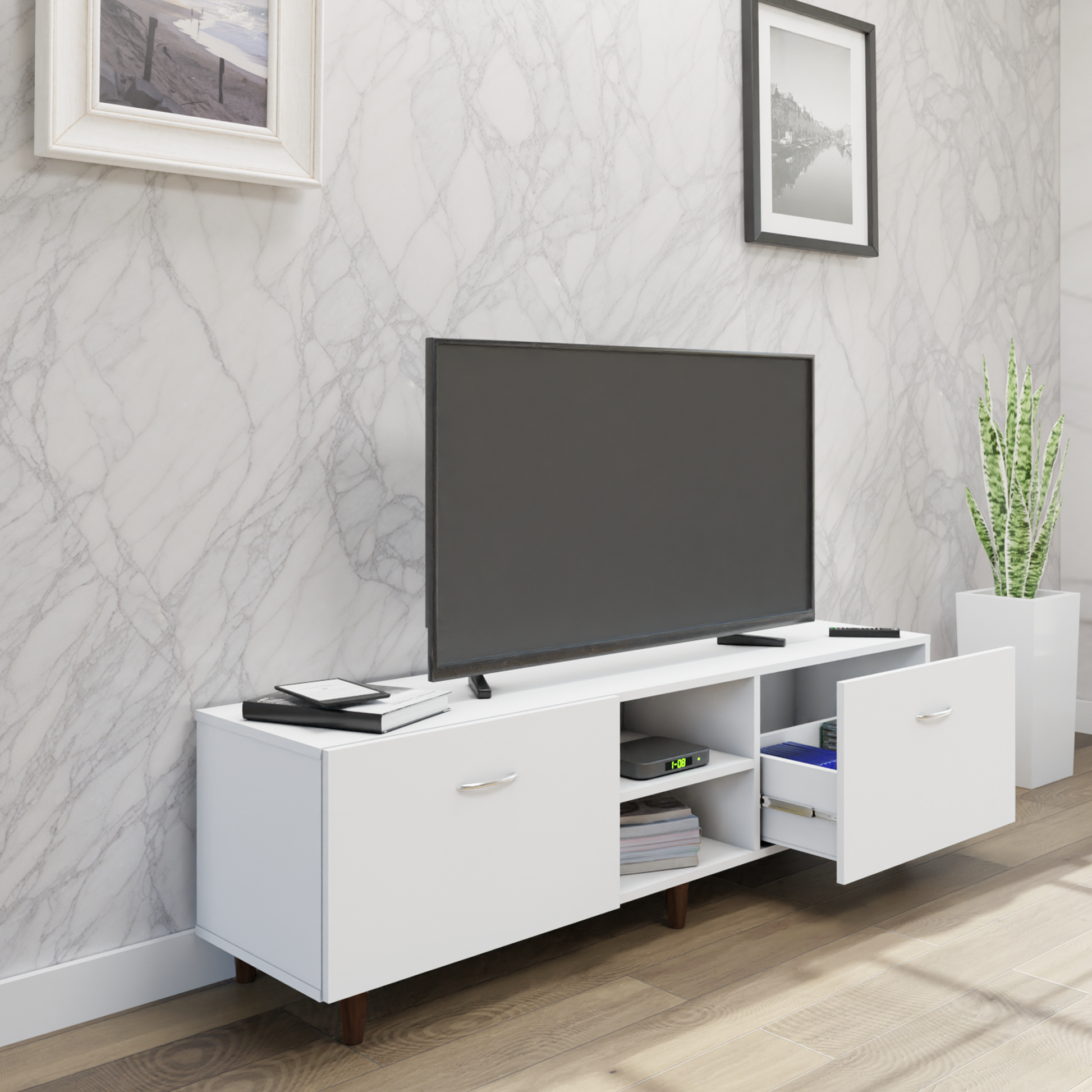 TV Unit | Drawers, Open Shelf | Single Color TV & Entertainment Unit VIKI FURNITURE