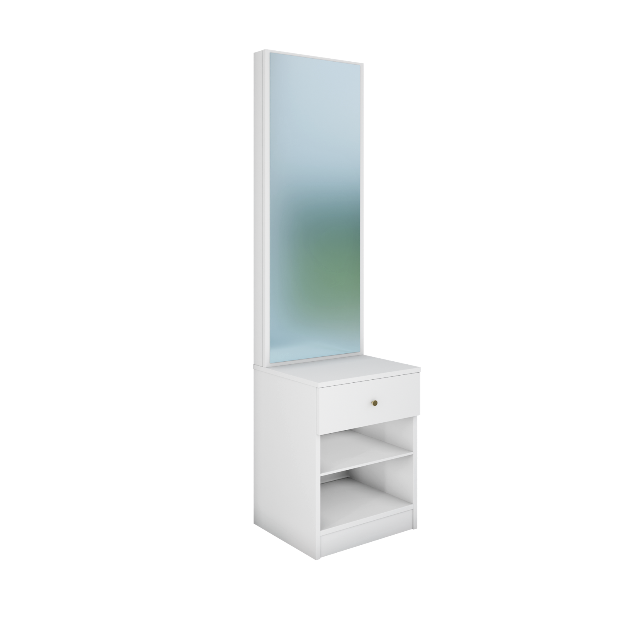 Dressing Table with Mirror Door | Drawer & Open Shelves Dressing Table VIKI FURNITURE