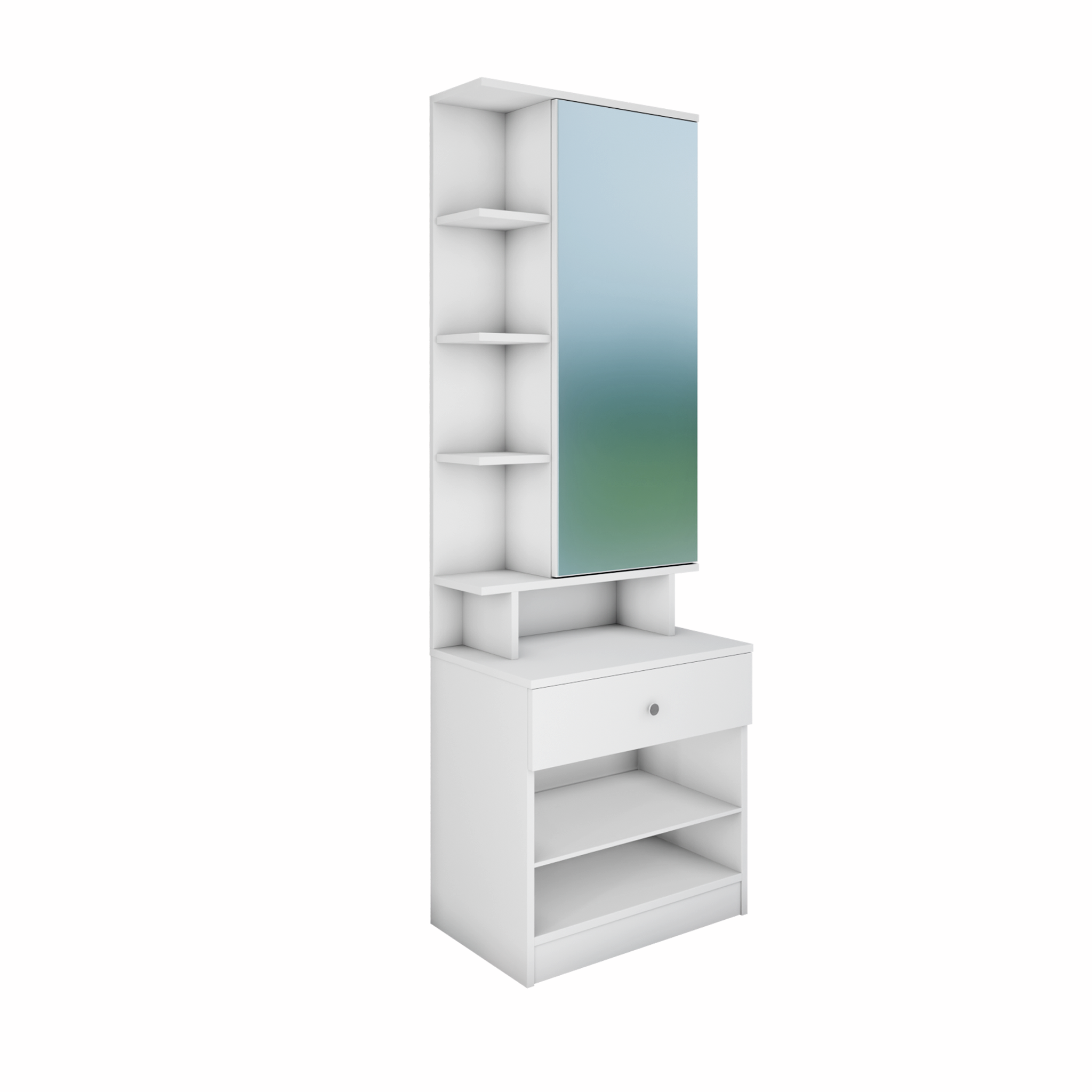Dressing Table with Mirror Door | Door | Drawer & Open Shelves Dressing Table VIKI FURNITURE