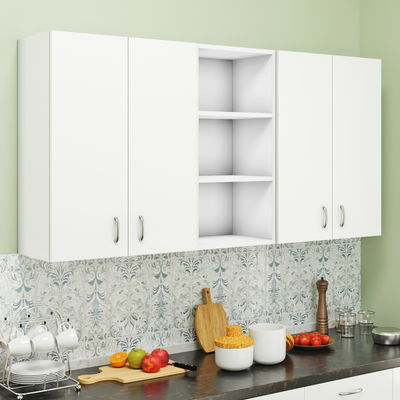 Traksha | Modular Kitchen | Wall Cabinet - 4 Doors with Open Shelf