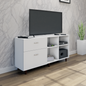 TV Unit | 2 Drawers, Shelf & Open Shelves | Single Color TV & Entertainment Unit VIKI FURNITURE Frosty White
