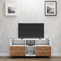 TV unit | 2 Drawers, Shelf & Open Shelves | Dual Color TV & Entertainment Unit VIKI FURNITURE Frosty White with Brussel Walnut