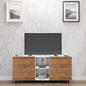 TV Unit | 2 Doors, Open Shelves | Dual Color TV & Entertainment Unit VIKI FURNITURE Frosty White with Brussel Walnut