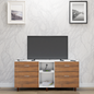 TV unit | 4 Drawers, Open Shelves | Dual Color TV & Entertainment Unit VIKI FURNITURE Frosty White with Brussel Walnut