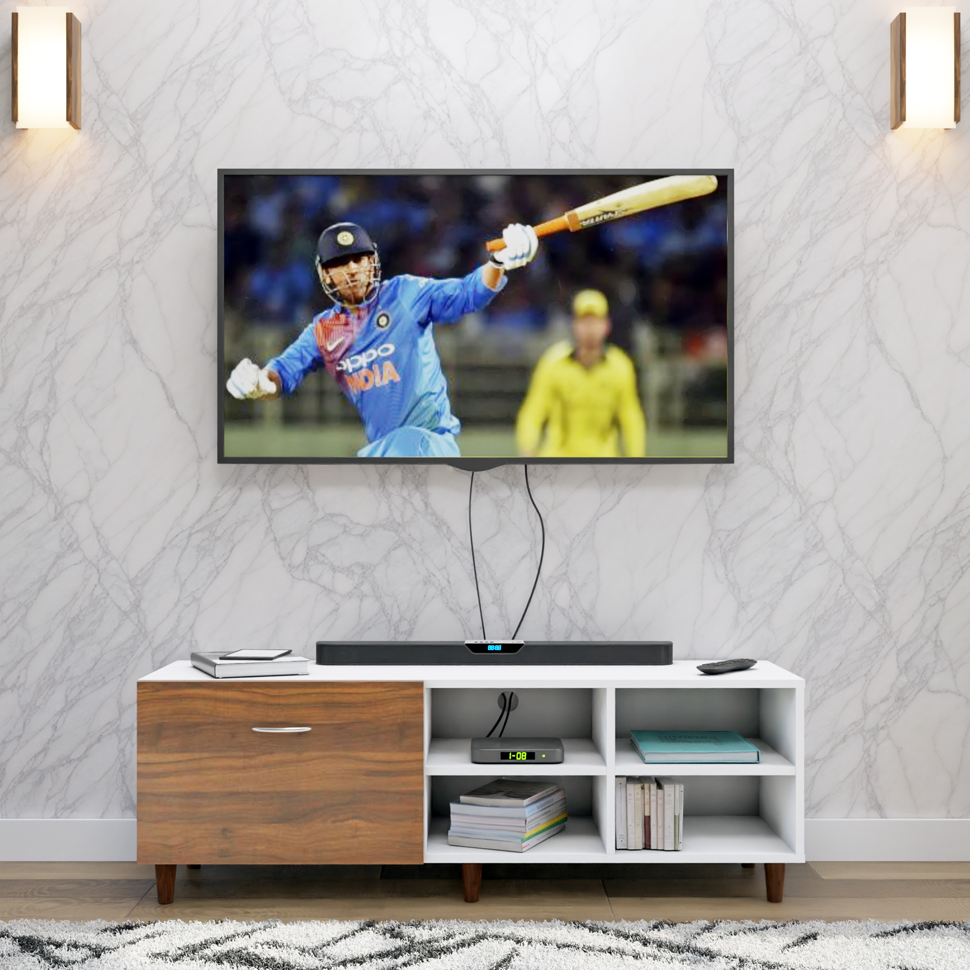 TV Unit | 1 Drawer, Open Shelves | Dual Color TV & Entertainment Unit VIKI FURNITURE