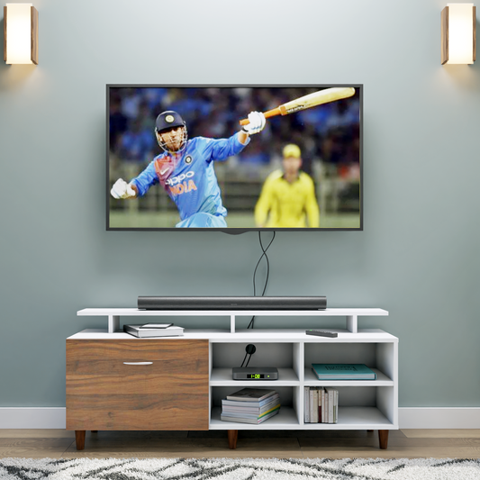 TV Unit | 1 Drawer, Open Shelves & Extension | Dual Color TV & Entertainment Unit VIKI FURNITURE