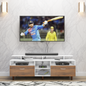 TV Unit | 2 Drawers, Open Shelves & Extension | Dual Color TV & Entertainment Unit VIKI FURNITURE Frosty White with Brussel Walnut