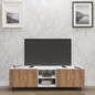 TV unit | 4 Doors, Open Shelves | Dual Color TV & Entertainment Unit VIKI FURNITURE Frosty White with Brussel Walnut