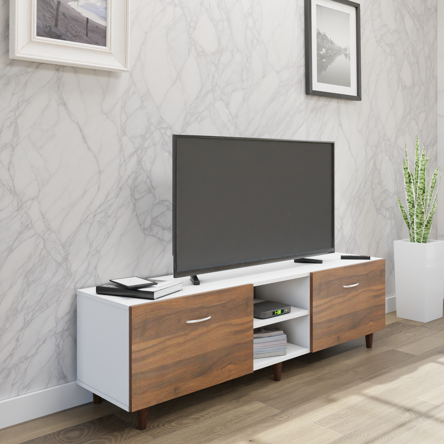TV Unit | Drawers, Open Shelf | Dual Color TV & Entertainment Unit VIKI FURNITURE
