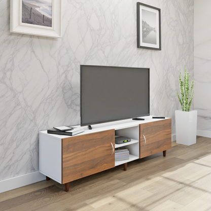 TV Unit | 2 Doors, Open Shelves | Dual Color TV & Entertainment Unit VIKI FURNITURE