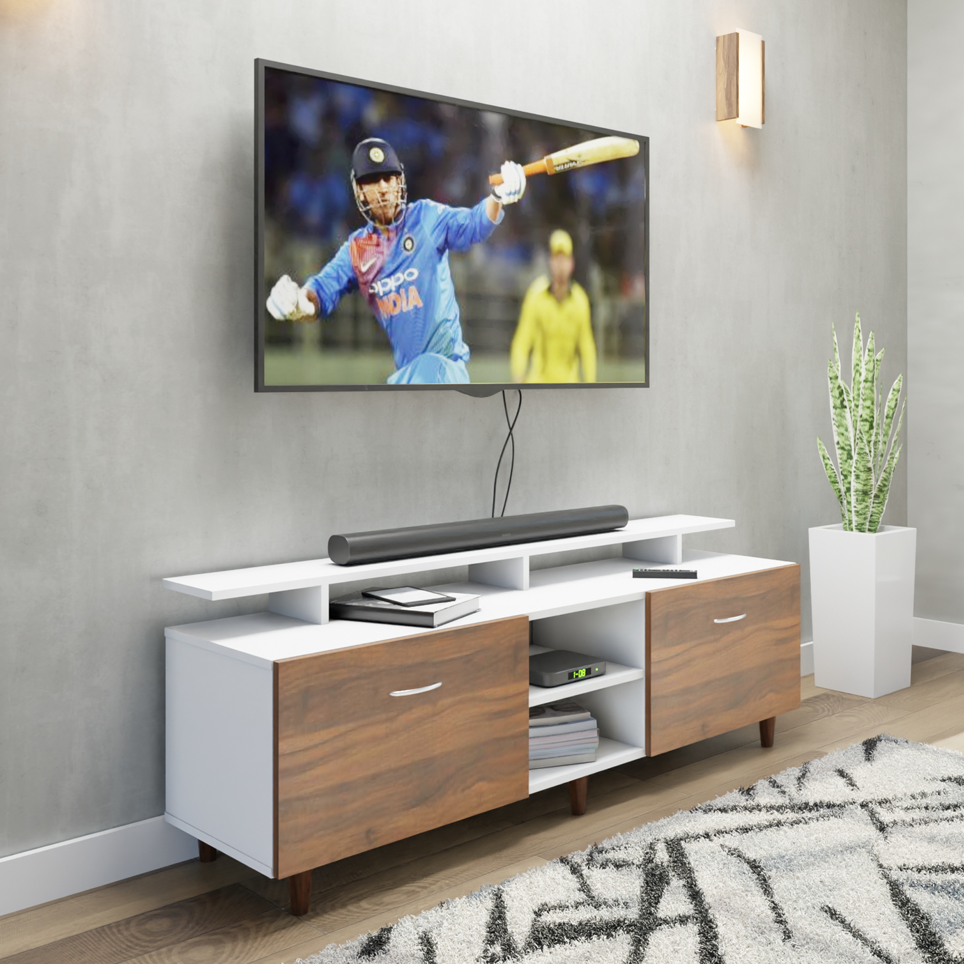 TV Unit | Drawers, Open Shelf & Extension | Dual Color TV & Entertainment Unit VIKI FURNITURE