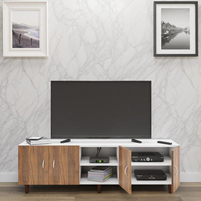 TV unit | 4 Doors, Open Shelves | Dual Color TV & Entertainment Unit VIKI FURNITURE