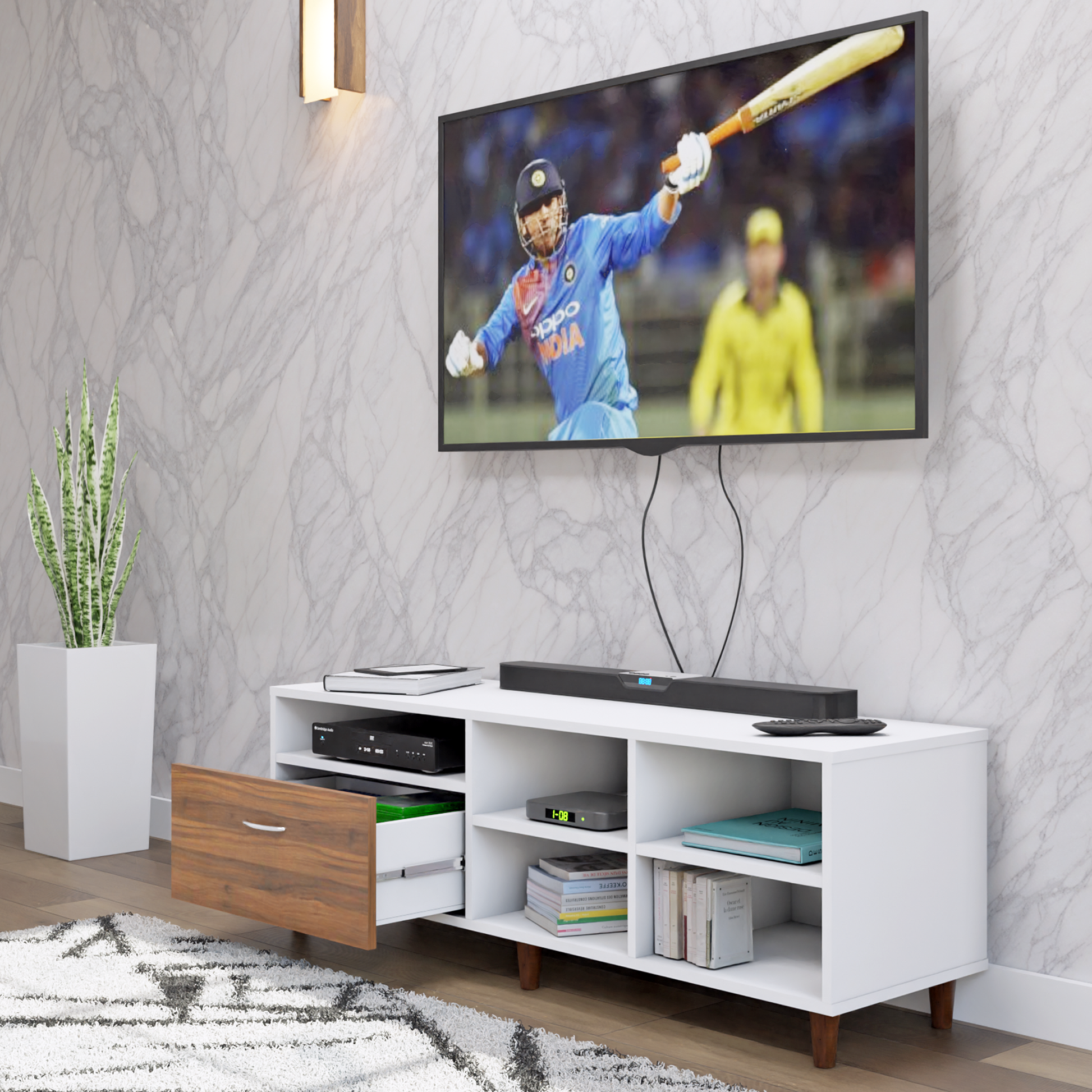 TV Unit | 1 Drawer, Shelf, Open Shelves & | Dual Color TV & Entertainment Unit VIKI FURNITURE