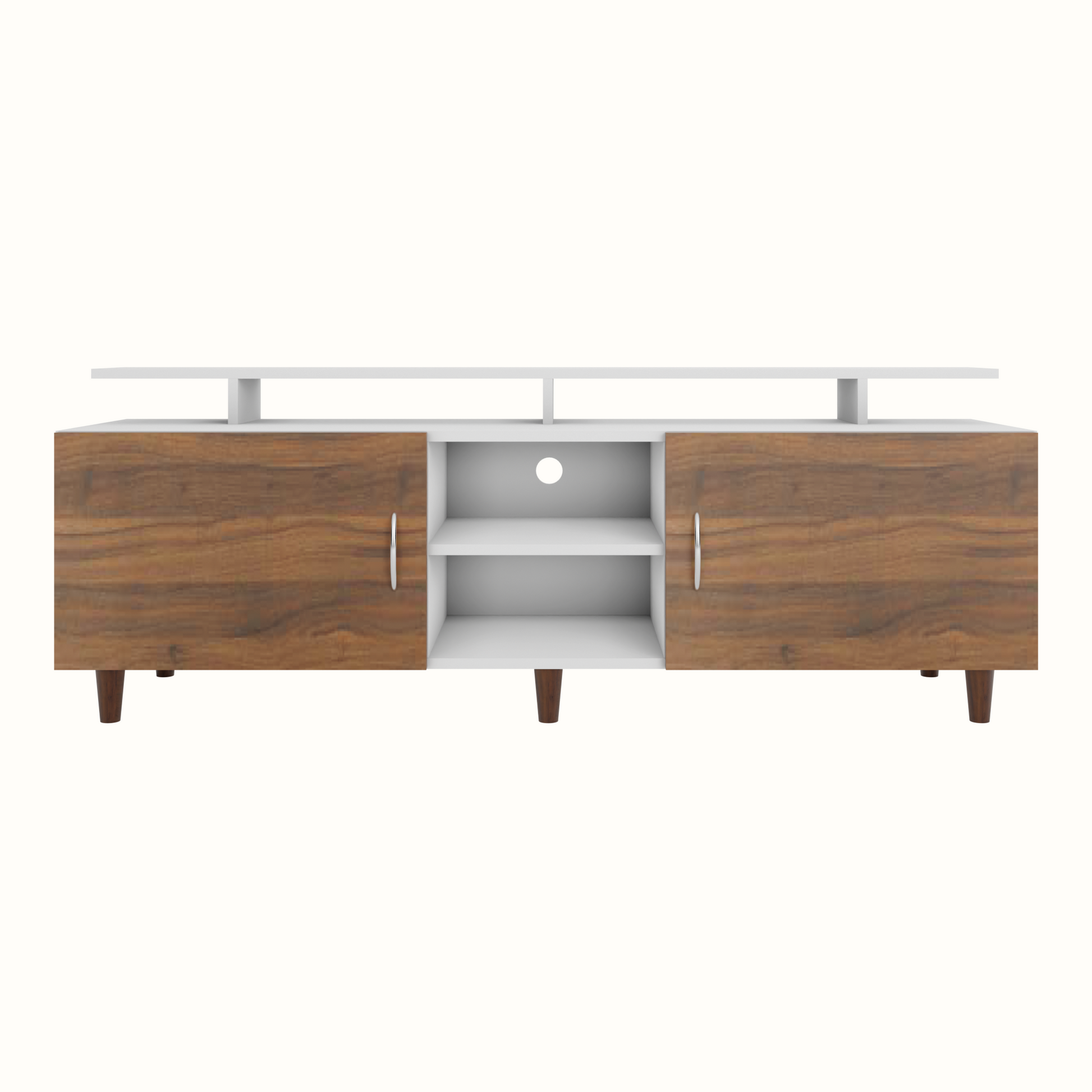 TV unit | 2 Doors, Open Shelves & Extension | Dual Color TV & Entertainment Unit VIKI FURNITURE