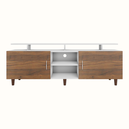 TV unit | 2 Doors, Open Shelves & Extension | Dual Color TV & Entertainment Unit VIKI FURNITURE
