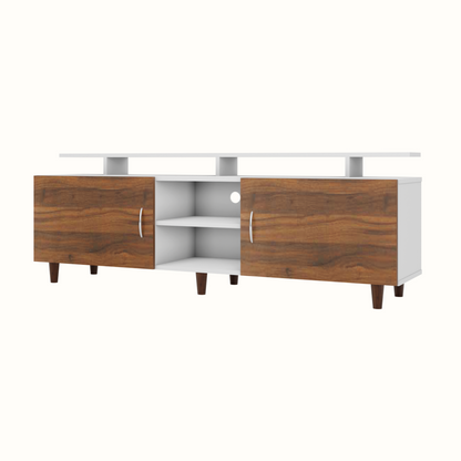 TV unit | 2 Doors, Open Shelves & Extension | Dual Color TV & Entertainment Unit VIKI FURNITURE