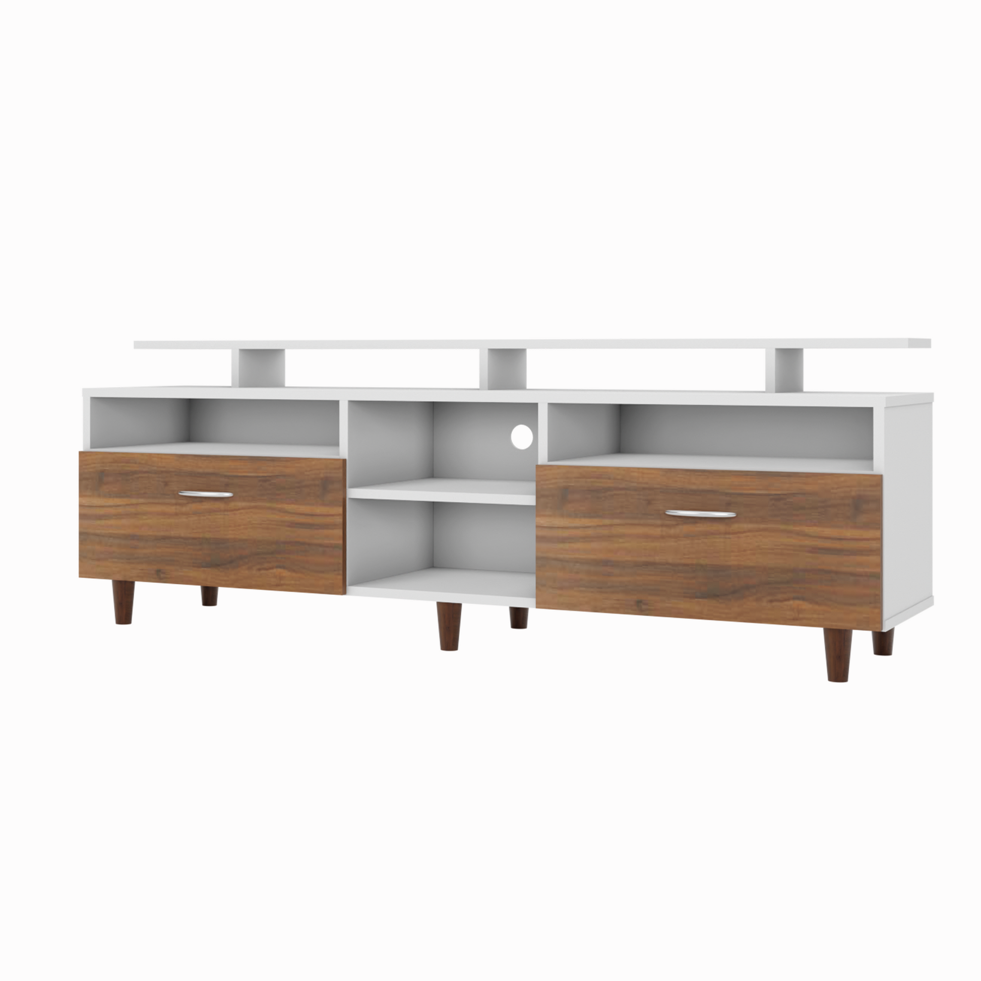 TV Unit | 2 Drawers, Open Shelves & Extension | Dual Color TV & Entertainment Unit VIKI FURNITURE