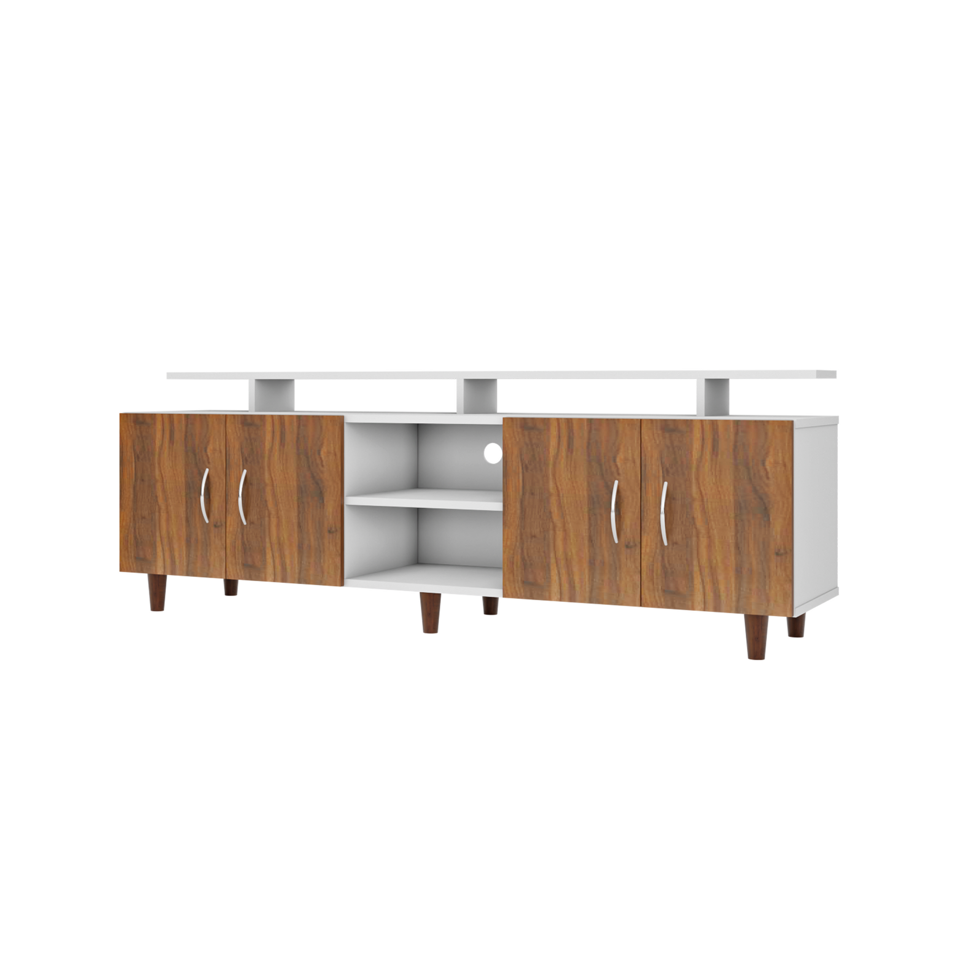 TV unit | 4 Doors, Open Shelves & Extension | Dual Color TV & Entertainment Unit VIKI FURNITURE
