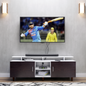 TV unit | 2 Doors, Open Shelves & Extension | Dual Color TV & Entertainment Unit VIKI FURNITURE Frosty White with Dark Wenge