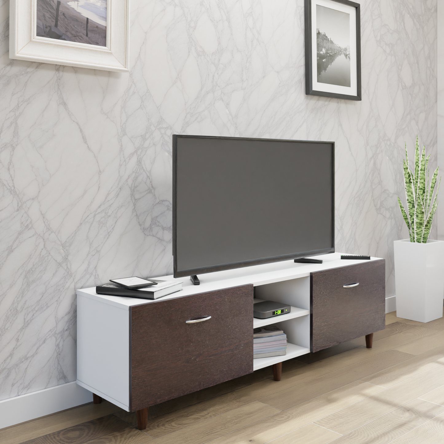 TV Unit | Drawers, Open Shelf | Dual Color TV & Entertainment Unit VIKI FURNITURE