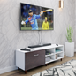 TV Unit | 1 Drawer, Open Shelves | Dual Color TV & Entertainment Unit VIKI FURNITURE Frosty White with Dark Wenge