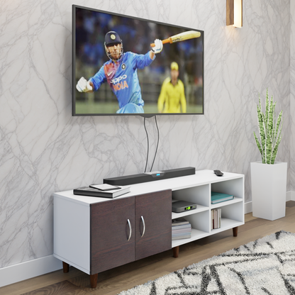 TV Unit | 2 Door, Open Shelves | Dual Color TV & Entertainment Unit VIKI FURNITURE