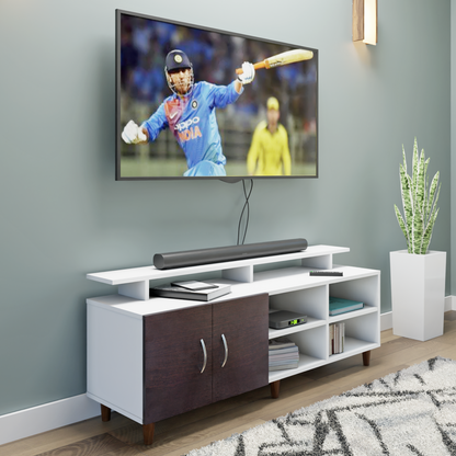 TV Unit | 2 Door, Open Shelves & Extension | Dual Color TV & Entertainment Unit VIKI FURNITURE