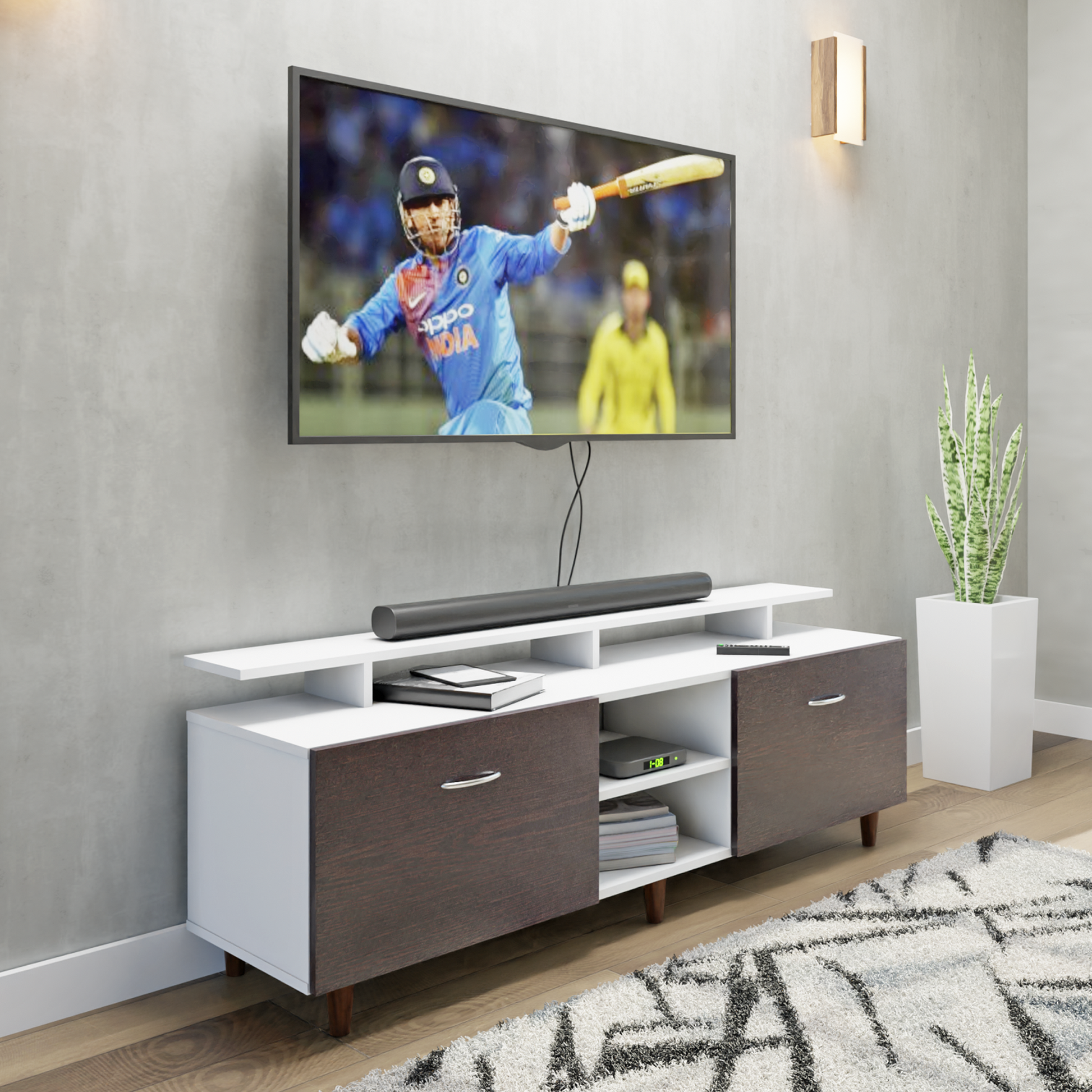 TV Unit | Drawers, Open Shelf & Extension | Dual Color TV & Entertainment Unit VIKI FURNITURE