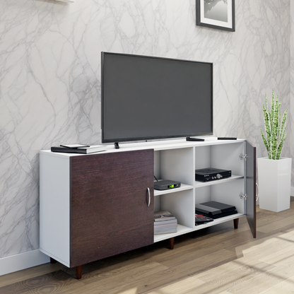 TV Unit | 2 Doors, Open Shelves | Dual Color TV & Entertainment Unit VIKI FURNITURE