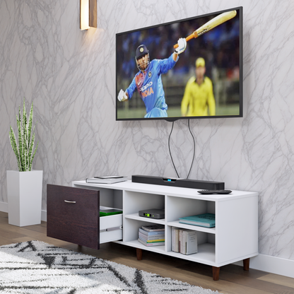 TV Unit | 1 Drawer, Open Shelves | Dual Color TV & Entertainment Unit VIKI FURNITURE