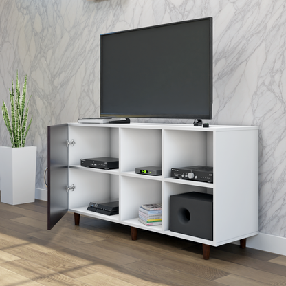 TV Unit | 1 Door, Open Shelves | Dual Color TV & Entertainment Unit VIKI FURNITURE