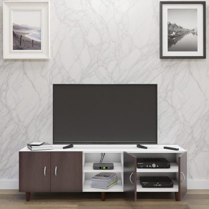 TV unit | 4 Doors, Open Shelves | Dual Color TV & Entertainment Unit VIKI FURNITURE