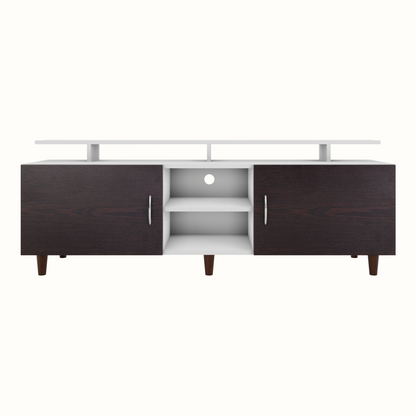 TV unit | 2 Doors, Open Shelves & Extension | Dual Color TV & Entertainment Unit VIKI FURNITURE